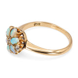 Antique Edwardian 12k Yellow Gold Opal and Diamond Floral Cluster Ring