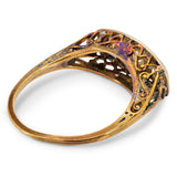 Antique Art Deco 12k Yellow and White Gold OEC Diamond Three Stone Ring