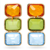 14k Yellow Gold Bezel Set Multi Gemstone Earrings
