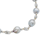 Vintage 14k White Gold Pearl Byzantine Link Station Necklace