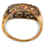Antique Art Deco 12k Yellow and White Gold OEC Diamond Three Stone Ring