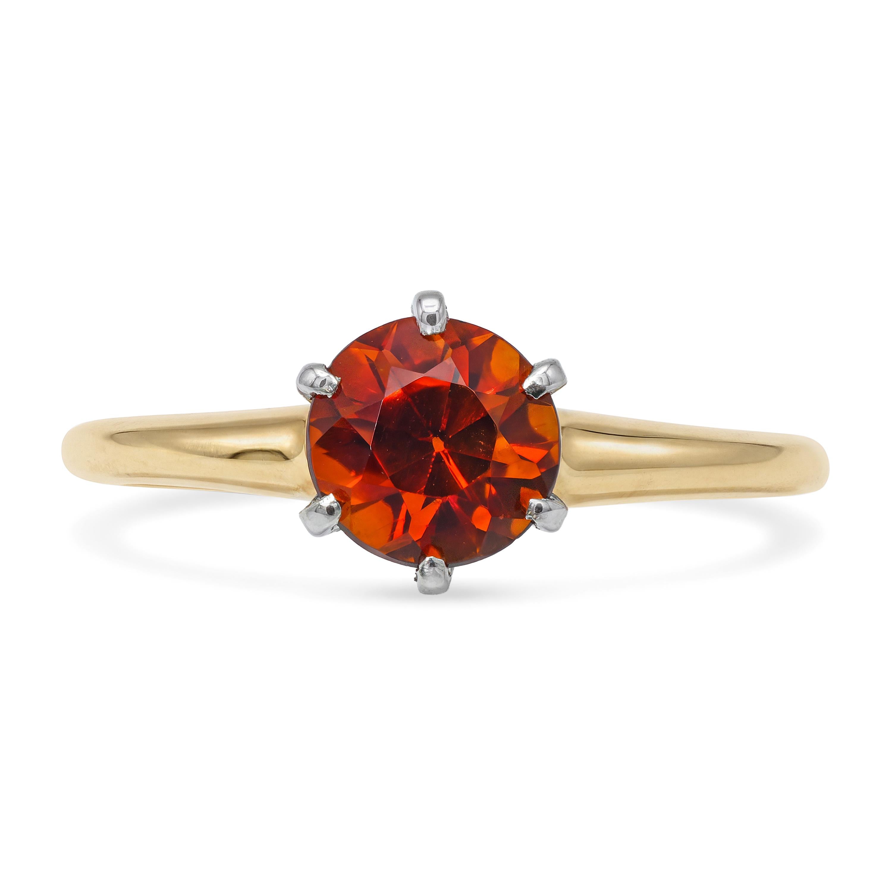 Vintage 13k Yellow Gold Madeira Citrine Solitaire Ring