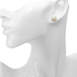 14k Yellow Gold Braided Rope Frame 7.7mm Pearl Stud Earrings