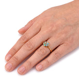 Antique Edwardian 12k Yellow Gold Opal and Diamond Floral Cluster Ring