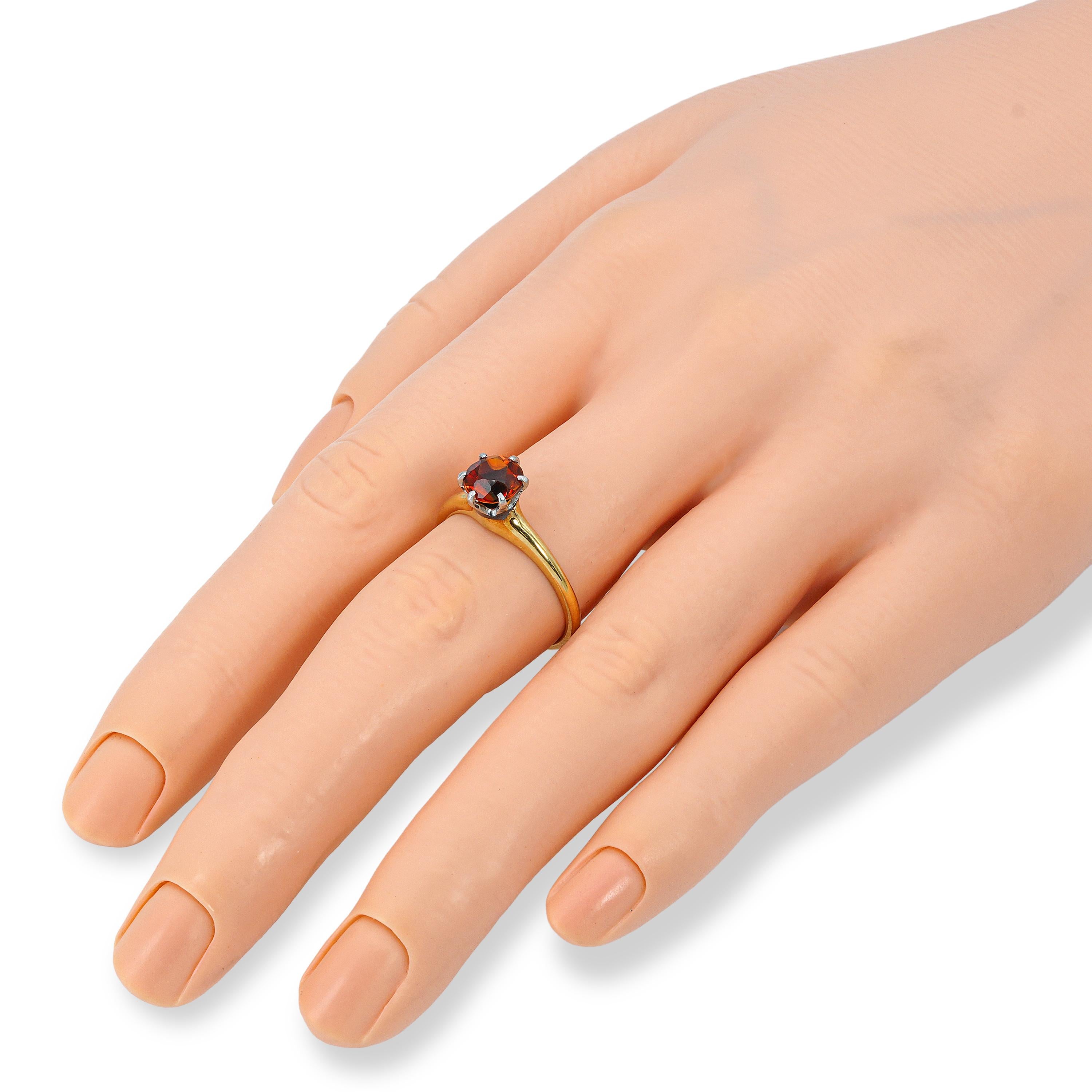 Vintage 13k Yellow Gold Madeira Citrine Solitaire Ring