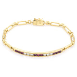 Estate 18K Yellow Gold Ruby & 0.48 TCW Diamond Tennis Bracelet