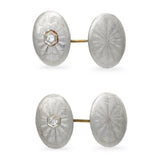 Antique Yellow Gold and Platinum Guilloche & Diamond Cufflinks