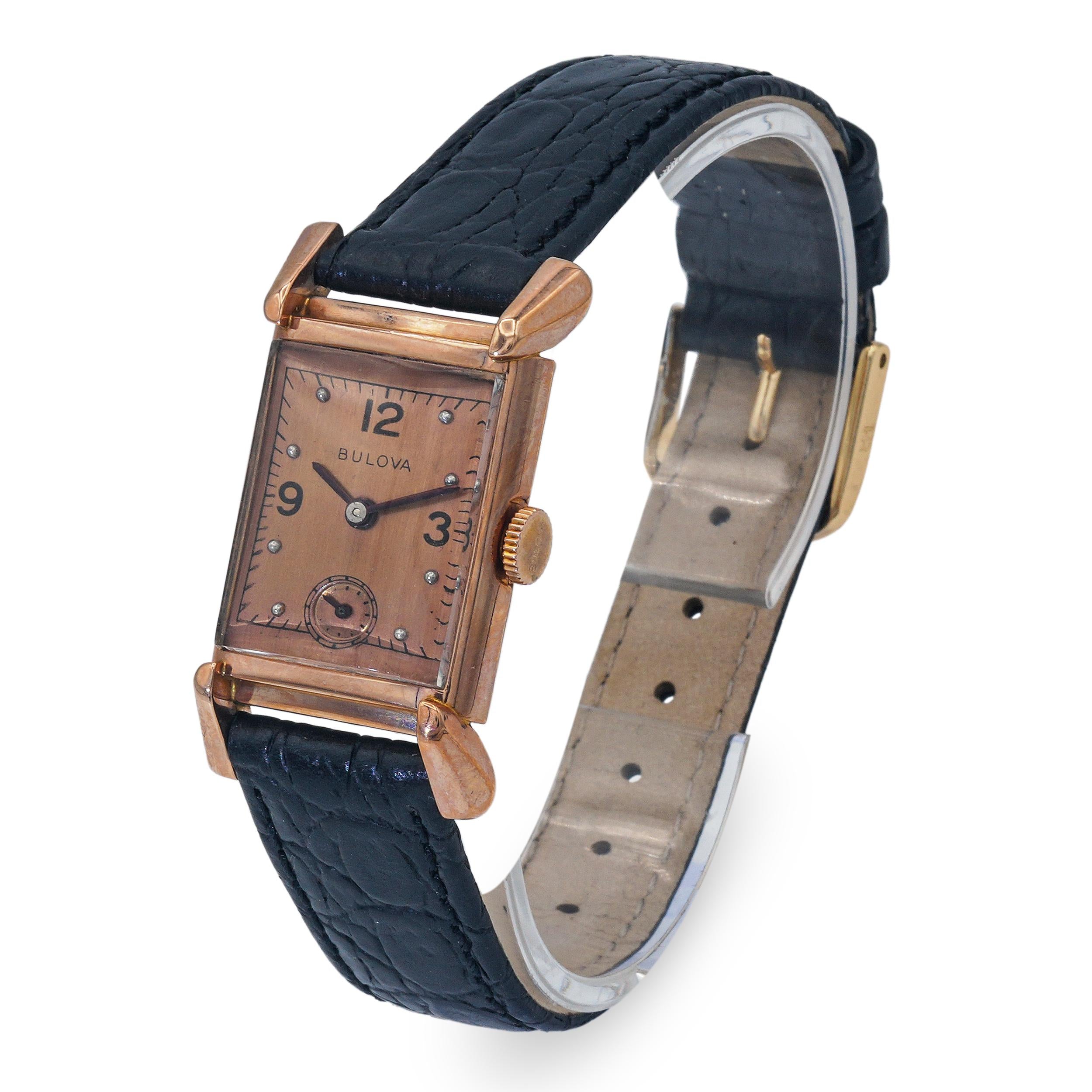 Vintage 1940s Bulova Ambassador 14k Rose Gold Watch