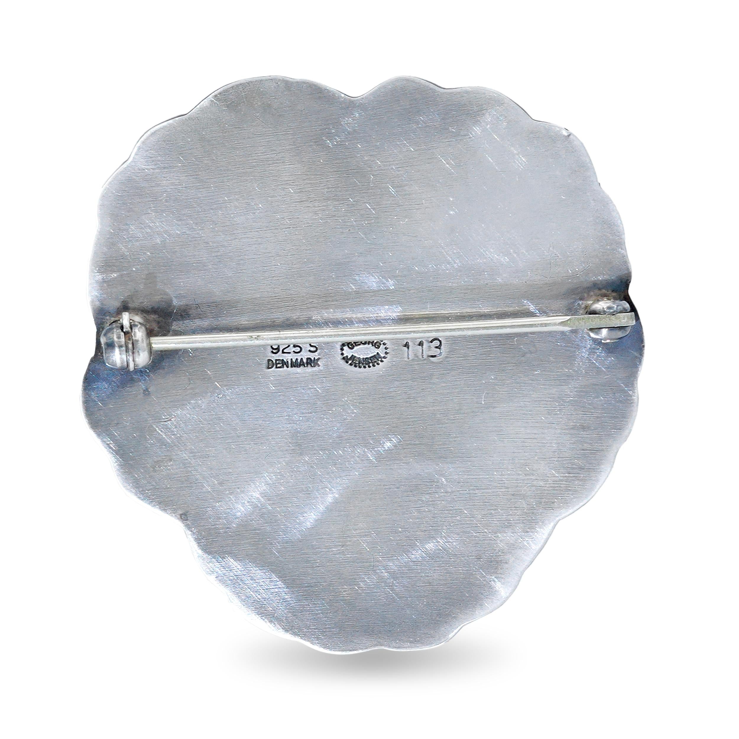 Georg Jensen Sterling Silver Moonstone Pansy Brooch No. 113