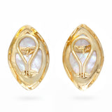 Vintage 14k Yellow Gold Mabe Pearl Earrings