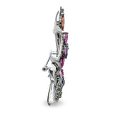 Vintage 18k White Gold Mixed Sapphires and Diamond Floral Bouquet Brooch