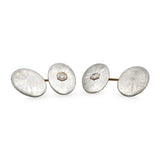 Antique Yellow Gold and Platinum Guilloche & Diamond Cufflinks