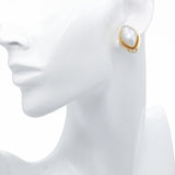 Vintage 14k Yellow Gold Mabe Pearl Earrings