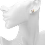 Vintage 14k Yellow Gold Pearl and Ruby Stud Earrings