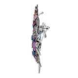 Vintage 18k White Gold Mixed Sapphires and Diamond Floral Bouquet Brooch