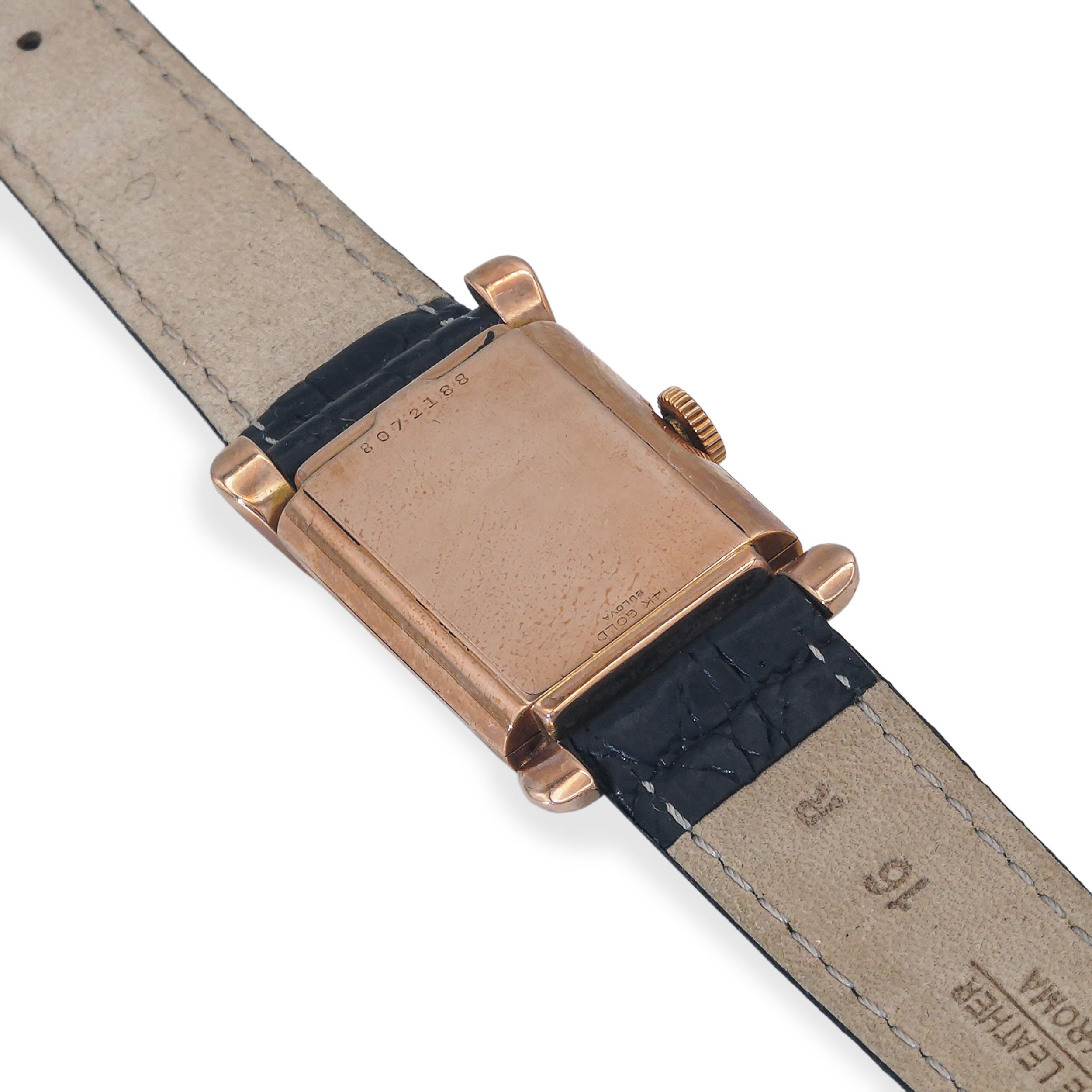 Vintage 1940s Bulova Ambassador 14k Rose Gold Watch