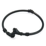 Vintage Tribal-Style Oxidized Silver Torque Necklace with Ram’s Head Terminals