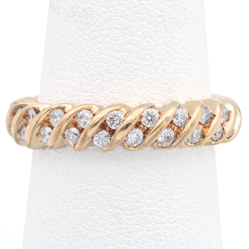 Vintage 14K Yellow Gold 1.05 TCW Diamond Semi-Eternity Band Ring Size 7