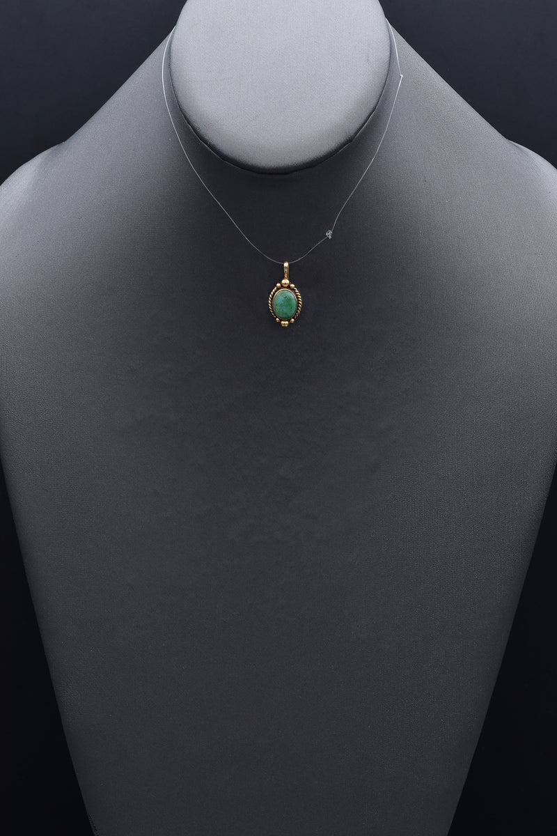 Cortez Vintage 14K Yellow Gold Turquoise Pendant