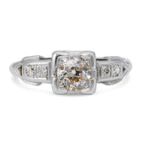 Vintage 18k White Gold Old European Cut Diamond Engagement Ring