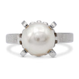 Vintage Platinum Cultured Pearl Solitaire Ring