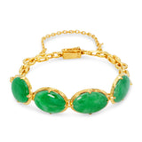 Vintage 21k Yellow Gold 12.1tcw Green Jadeite Jade Bracelet