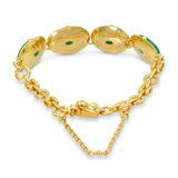 Vintage 21k Yellow Gold 12.1tcw Green Jadeite Jade Bracelet