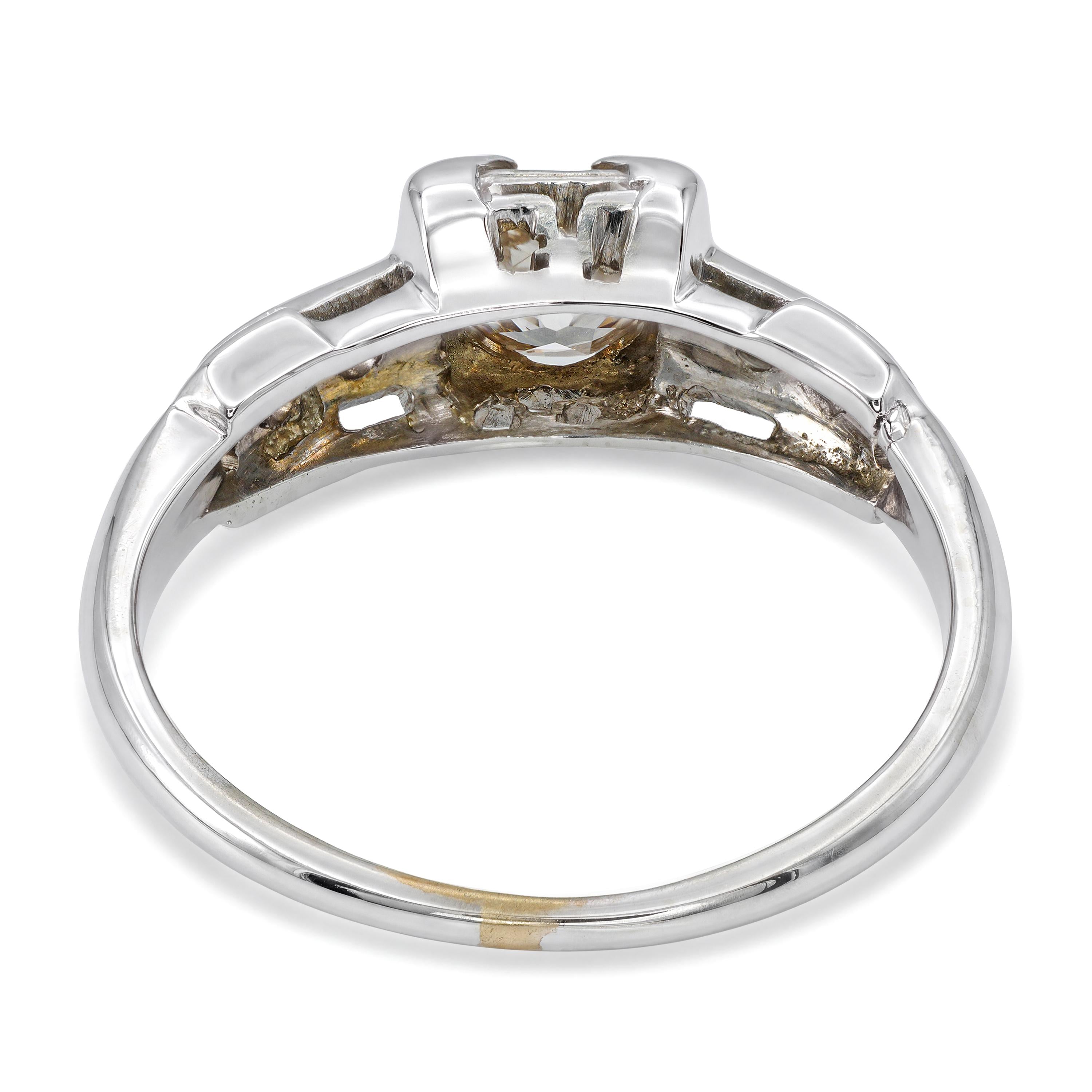 Vintage 18k White Gold Old European Cut Diamond Engagement Ring