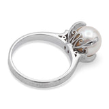 Vintage Platinum Cultured Pearl Solitaire Ring