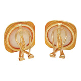 Vintage 14k Yellow Gold Mabe Pearl Omega Back Stud Earrings