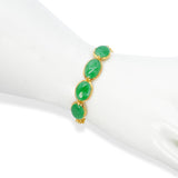 Vintage 21k Yellow Gold 12.1tcw Green Jadeite Jade Bracelet