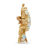 Vintage 13k Yellow Gold Blue Opal and Ruby Butterfly Brooch