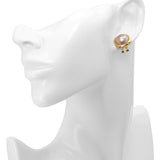 Vintage 14k Yellow Gold Mabe Pearl Omega Back Stud Earrings