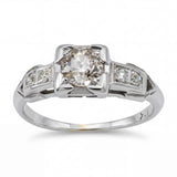 Vintage 18k White Gold Old European Cut Diamond Engagement Ring