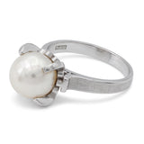 Vintage Platinum Cultured Pearl Solitaire Ring