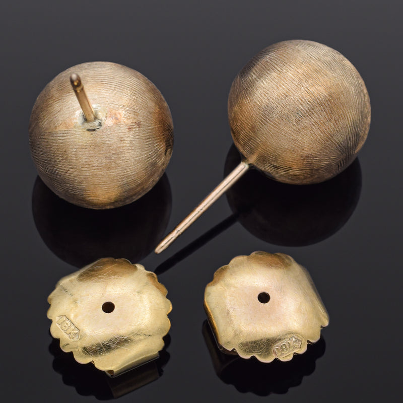 Vintage 14K Yellow Gold Round Ball Stud Earrings 12.5 mm