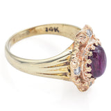Vintage 14K Yellow Gold Ruby & Diamond Band Ring Size 6.25