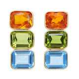 14k Yellow Gold Bezel Set Multi Gemstone Earrings