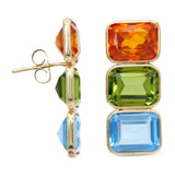 14k Yellow Gold Bezel Set Multi Gemstone Earrings