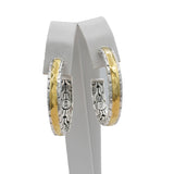 John Hardy Sterling Silver and 22k Yellow Gold Textured Hoop Earrings