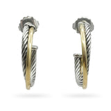 David Yurman Cable Sterling Silver and 14k Yellow Gold Hoop Earrings