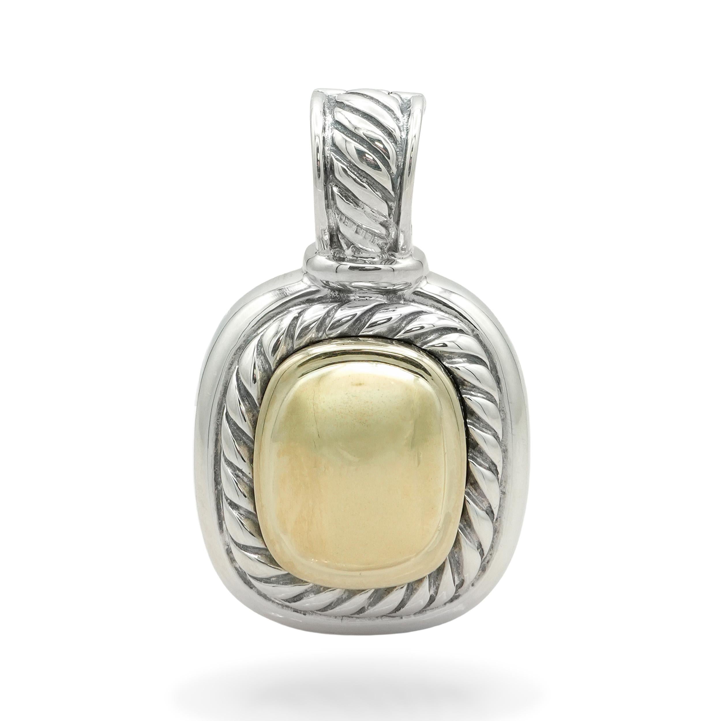 David Yurman Sterling Silver and 14k Yellow Gold Cable Pendant Enhancer