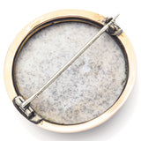 Antique 14K Yellow Gold Hand Painted Portrait Brooch Pin 37 mm