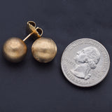 Vintage 14K Yellow Gold Round Ball Stud Earrings 12.5 mm