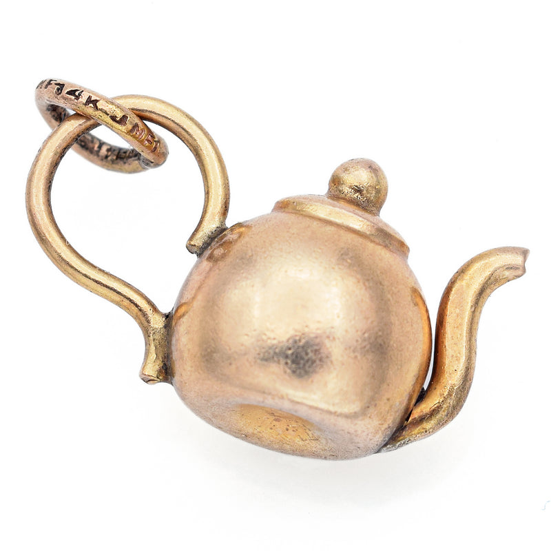 Vintage 14K Yellow Gold Teapot Charm Pendant 1.5G