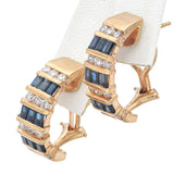 Vintage 14K Yellow Gold Sapphire & 0.60 TCW Diamond Omega-Back Earrings
