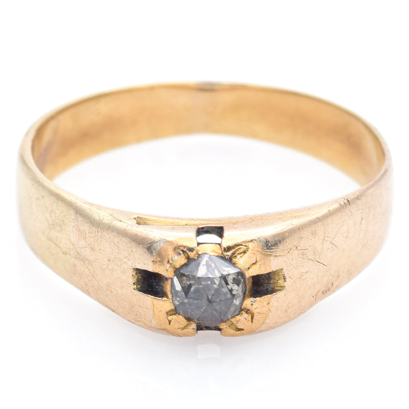Antique 14K Yellow Gold 0.15 Ct Rose Cut Diamond Band Ring Size 5