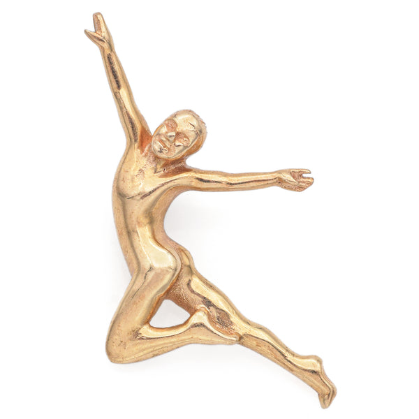 Vintage 14K Yellow Gold Gymnastic Dancer Charm Pendant