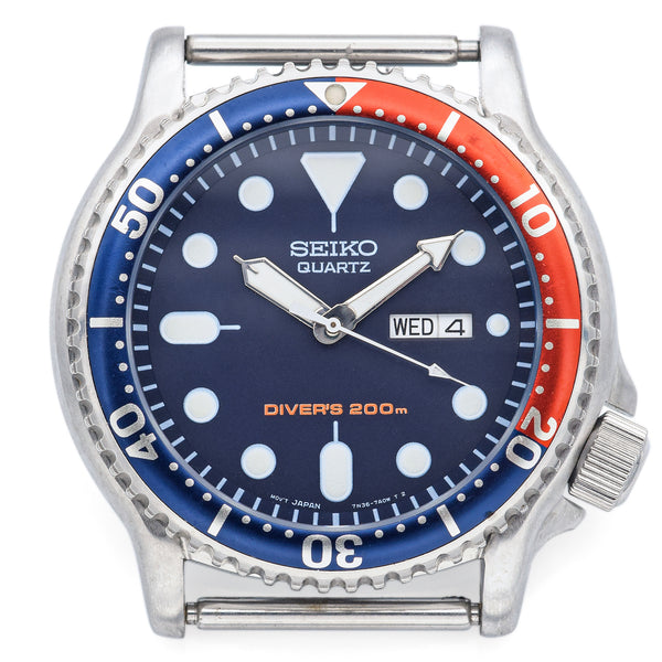Vintage Seiko 7N36-7A09 Men’s Pepsi Scuba Divers Quartz Day Date Wristwatch