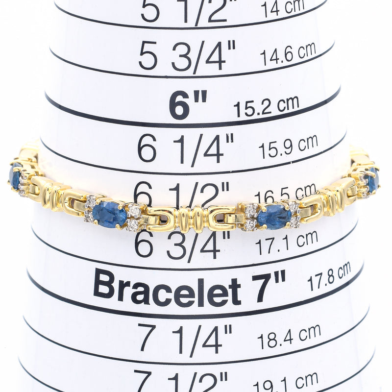 Estate 18K Yellow Gold Sapphire & 0.70 TCW Diamond Tennis Bracelet